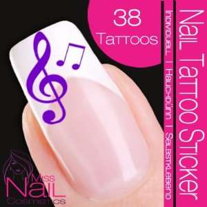  Nail Tattoo Sticker Music / Notes   purple Beauty