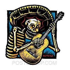  Almera guitar skeleton STICKER tocando guitarra 