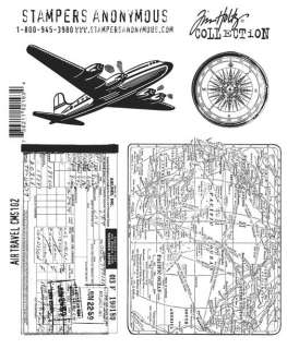   new tim holtz air travel cling mount stamp set by stampers anonymous