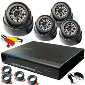  4 Surveillance Dome Audio Cameras H.264 Security DVR CCTV 