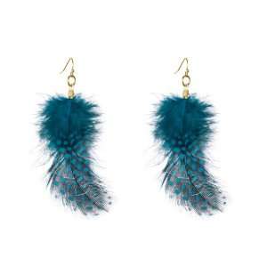  Towne & Reese Althea Turquoise Real Feather Earrings 