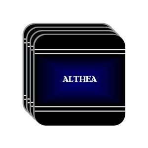 Personal Name Gift   ALTHEA Set of 4 Mini Mousepad Coasters (black 