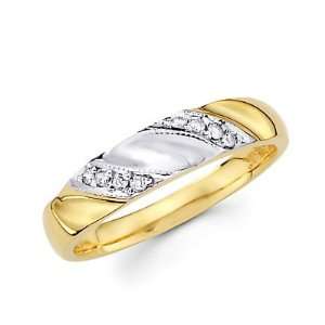   14k Yellow White Gold Wedding Match Ring Band (G H Color, SI2 Clarity