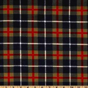  42 Wide Flannel Plaid Olive/Red/Navy Fabric By The Yard 