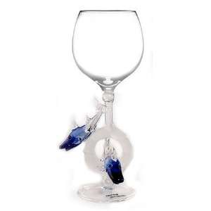   Hand blown Sharks Wine Glass by Yurana Designs   W211 