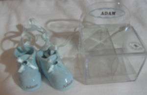   Berrie Genuine Porcelain Baby Booties Blue ADAM New In Box Ornament