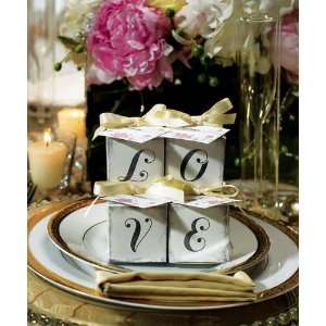  Love Cube Favor Boxes With Charming Aged Print W9098 