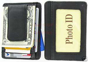 Leather Mens Wallet Credit Card ID Holder w Money Clip  