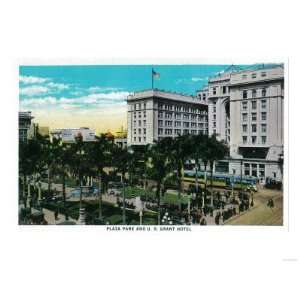  Plaza Park and U.S. Grant Hotel   San Diego, CA Giclee 