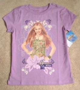 HANNAH MONTANA *Flowers* Purple Tee T Shirt 14 NWT  