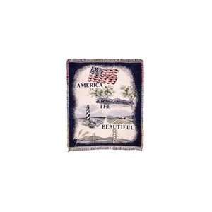 America The Beautiful Pictorial Afghan Throw 50 x 60 