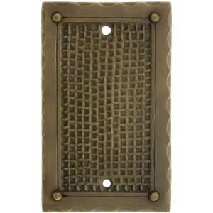  Bungalow Style Single Blank Switch Plate In Antique Brass 