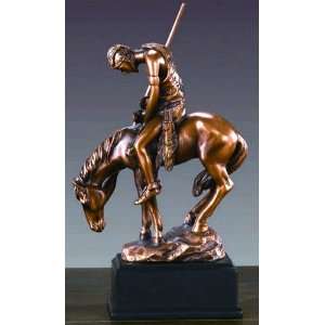  Bronze American Indian & Horse Sculpture   6 Tall x 4 