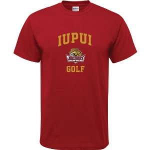  IUPUI Jaguars Cardinal Red Youth Golf Arch T Shirt Sports 