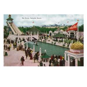   Amusement Park View of the Chutes Ride Giclee Poster Print Home