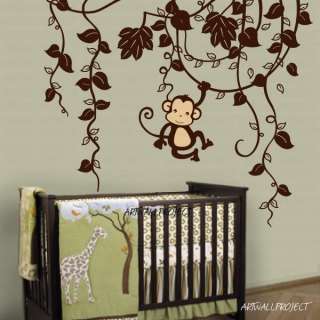 Nursery Wall Decal Monkey in Jungle B type with monkey  