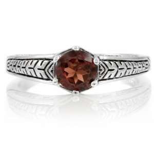  Vivicas Etched Silver Garnet Ring Jewelry