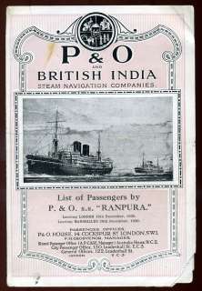 BRITISH INDIA SS RANPURA 1930  