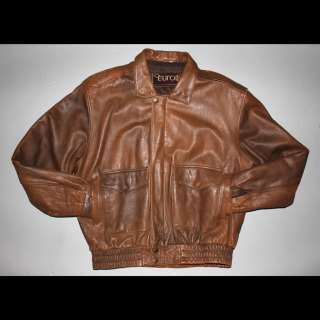 Euro Mond CA Mens Brown Leather Bomber Jacket Attachable Faux Fur 