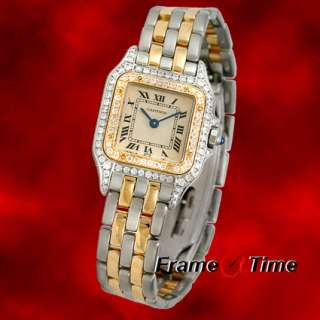 Cartier Panthere Mini 18k Gold Steel 1Ct Diamond Watch  