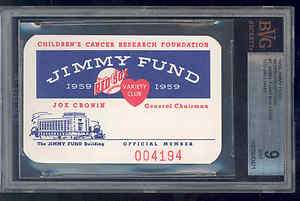 1959 jimmy fund #1 TED WILLIAMS membership card BVG 9  