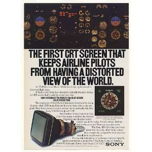  1983 Sony SD 126 Trinitron CRT Airplane Screen Print Ad 