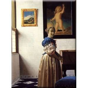  Young Woman Standing at a Virginal 22x30 Streched Canvas 