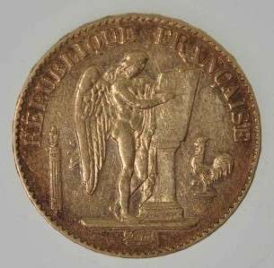   GOLD 20 Francs 1896 A (Angel) (6.45g. 0.1867 oz. AGW) Nice  