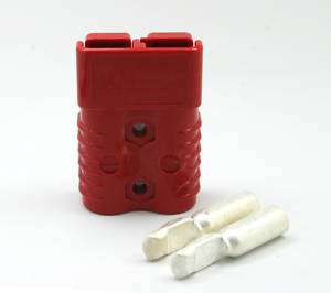 CONNECTOR w/CONTACTS #1/0 AWG, 175 AMP, ANDERSON, RED  
