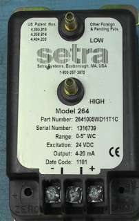 setra 264 low differential air pressure sensor 0 5WC  
