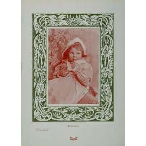  Victorian Child Portrait Art Nouveau Design Print   Original Color 