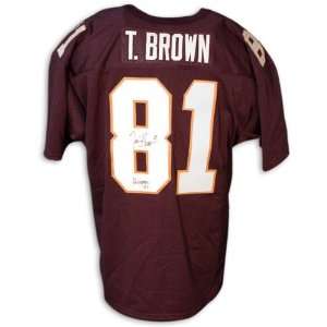 Tim Brown Notre Dame Fighting Irish Autographed Blue Throwback Jersey