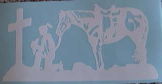   praying, cross, horse, vinyl window sticker/decal/graphic  