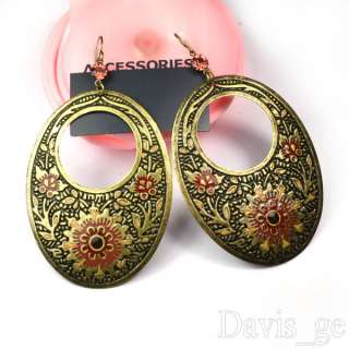 Vintage Jewelry Hollow out exaggerated big earrings  