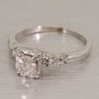 Superb Edwardian Diamond Vintage Engagement Ring 14K White Gold  