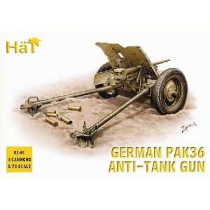  German PaK36 Anti Tank Gun (4) 1 72 Hat Toys & Games