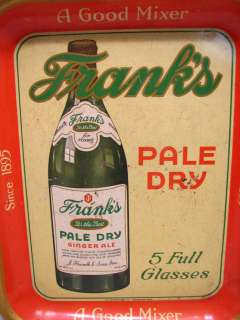 vintage advertising serving tray for Franks Pale Dry ginger ale 