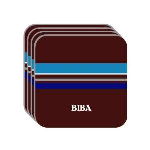 Personal Name Gift   BIBA Set of 4 Mini Mousepad Coasters (blue 