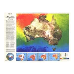  Australia Continental Odyssey Map 1988 Giclee Poster Print 