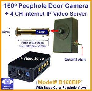 Door Peephole Viewer Camera + Internet IP Video Server 4 Port Inputs 