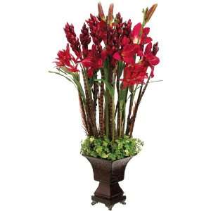  40Hx15Wx15L Day Lily/Ginger Spray in Resin Urn Burgundy 