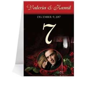  Photo Table Number Cards   Red Roses & Red Wine #1 Thru 