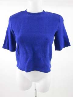 STEVE FABRIKANT Short Sleeve Blue Knit Top Blouse Sz M  