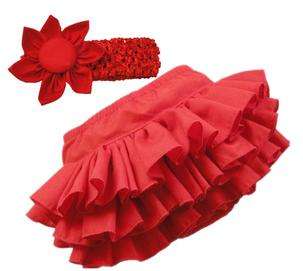   Toddler Baby Girl Bloomer Ruffle skirt With Head band  Set. 3 24months