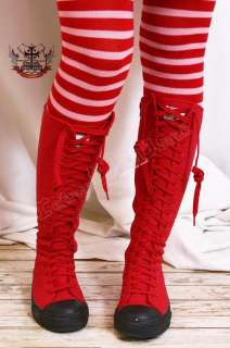 Medical Surgical Cyber Punk Knee Hi Sneaker Boot RED 35  