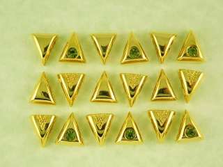 Hole Beads #18 Gold Triangles Made with Olivine Swarovski Crystal 