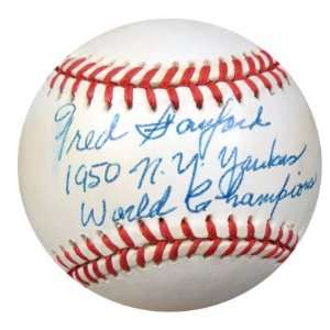  Fred Sanford Signed Baseball   AL 1950 NY World Champions 