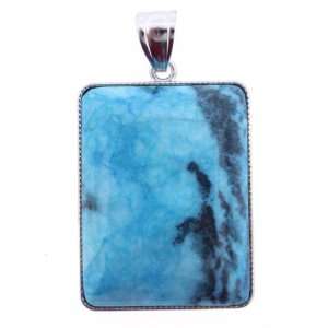 Pendants   Blue ite Jasper (Dyed) Rectangle Inlay Silver Plated 