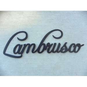    Lambrusco Wine Word Black Metal Wall Art Home Decor