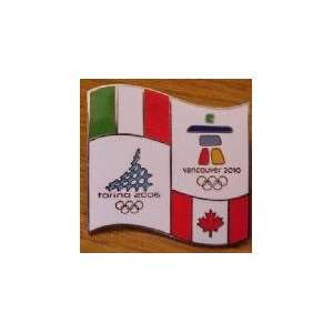  VANCOUVER 2010 OLYMPIC PIN TORINO VANCOUVER BRIDGE FLAG 